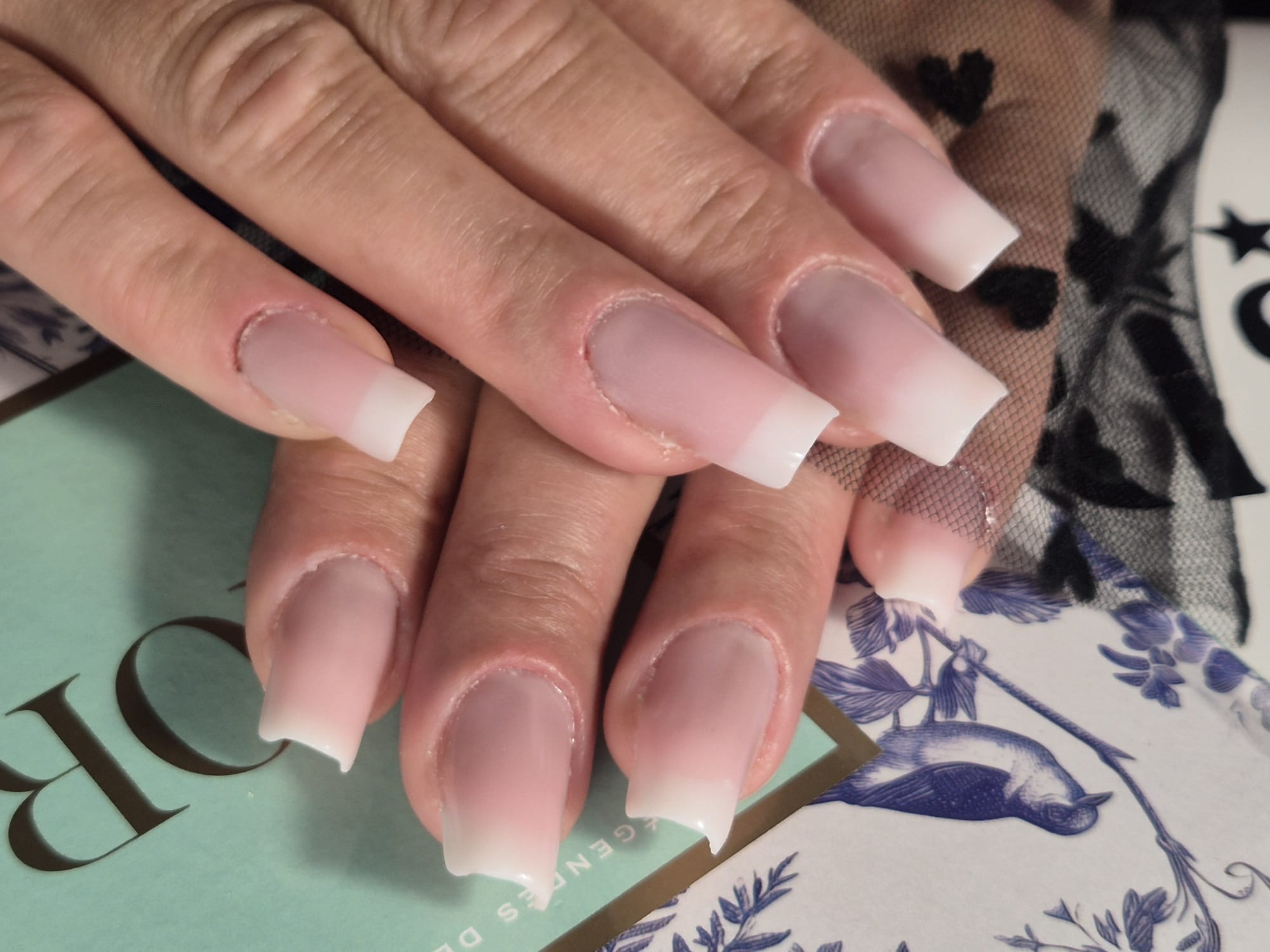 Short Square Baby Boomer — nail art gel baby Rezé Nantes M&A Nail Design